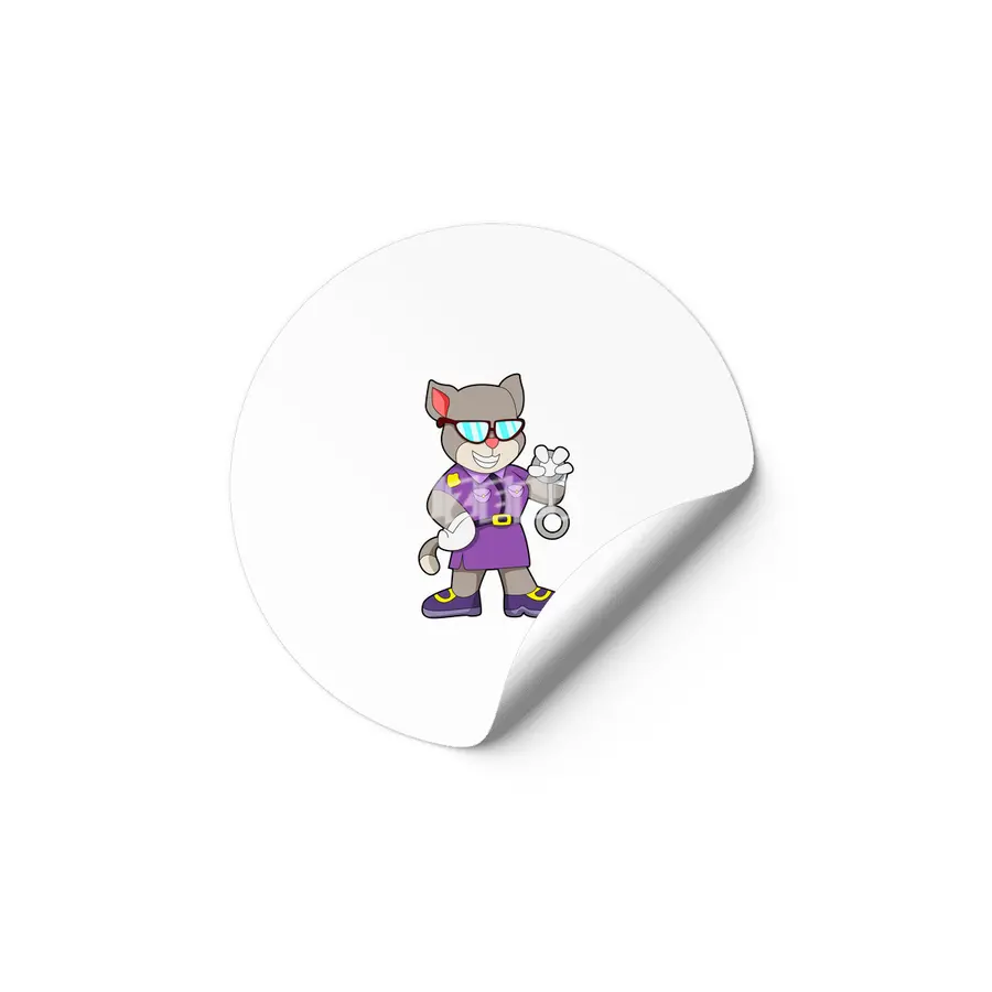 Cat as Policewoman with Gun - Police Etiket