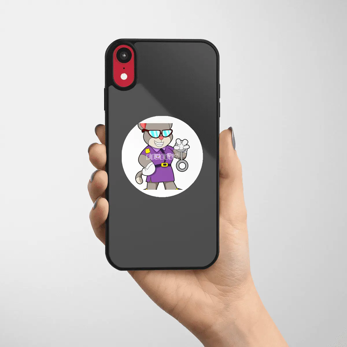 Cat as Policewoman with Gun - Police Etiket