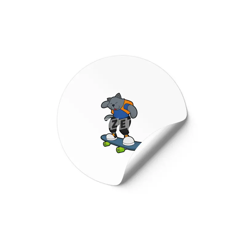 Cat as Skateboarder with Skateboard Etiket