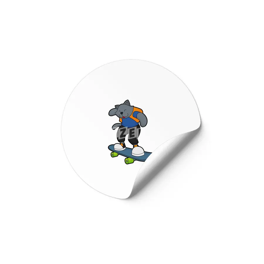 Cat as Skateboarder with Skateboard Etiket