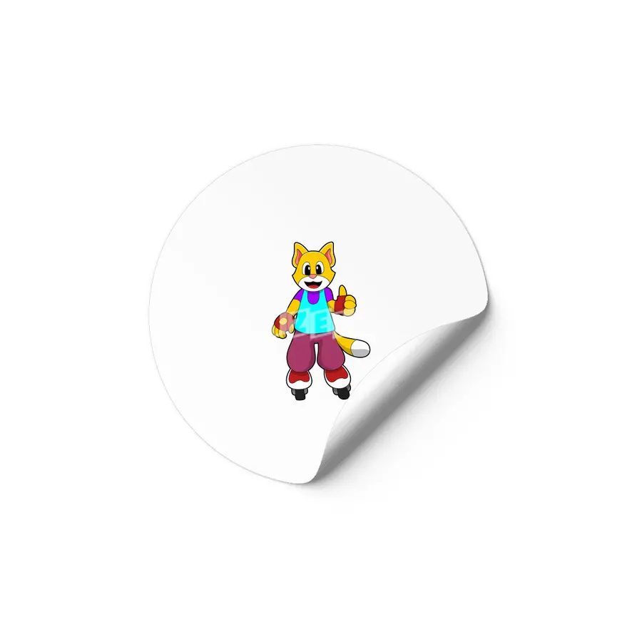 Cat as Skater with Inline skates Etiket