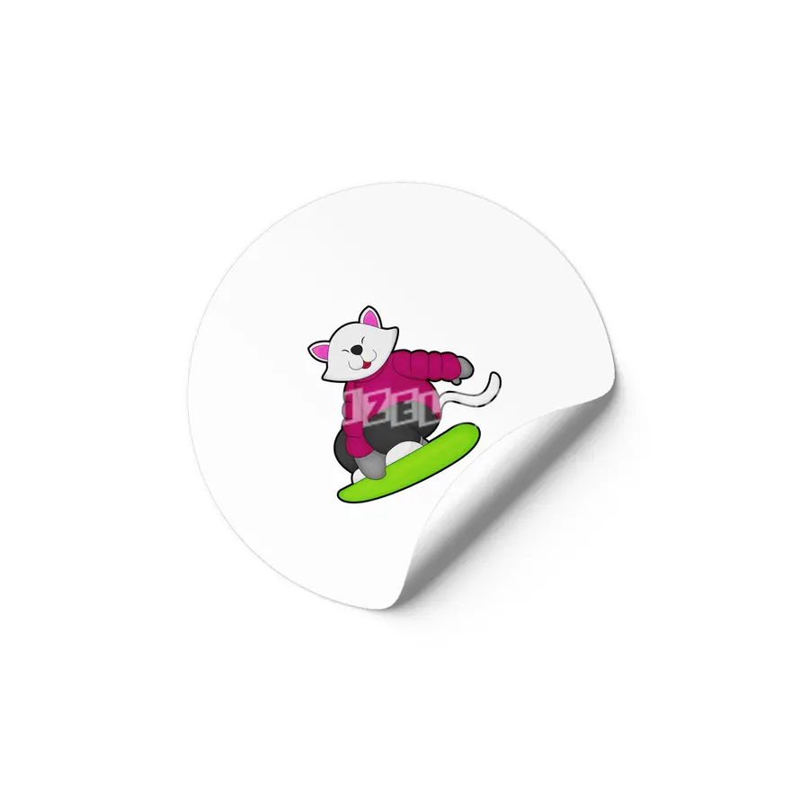Cat as Snowboarder with Snowboard Etiket
