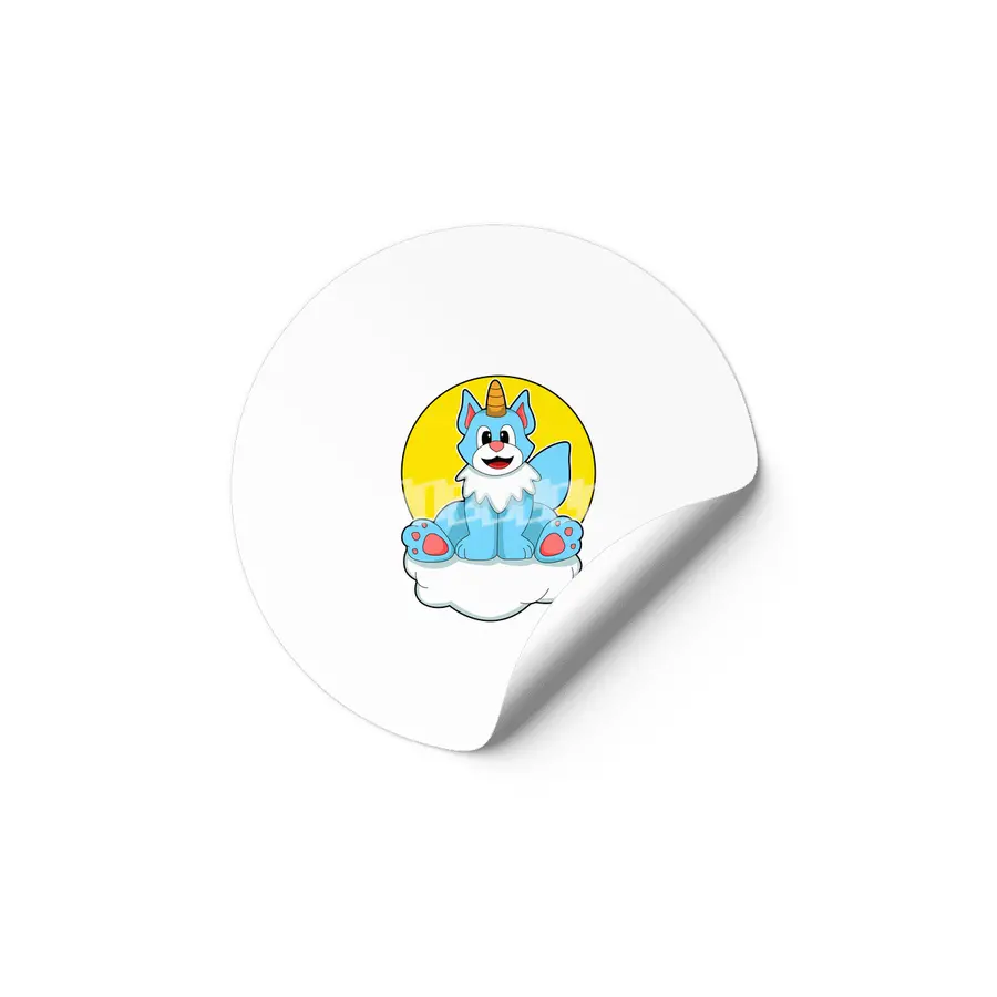 Cat as Unicorn on Clouds & Sun Etiket
