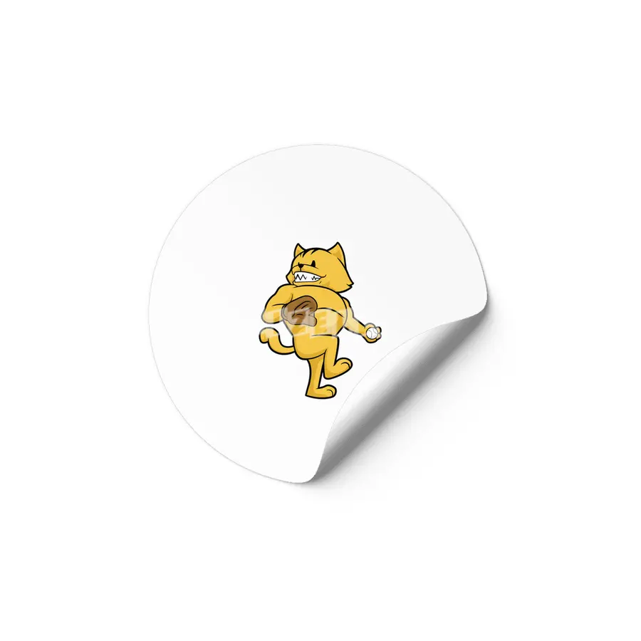 Cat at Baseball with Catch glove Etiket