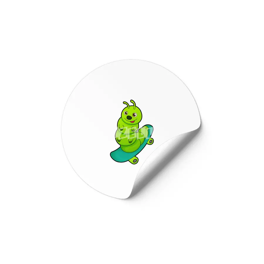 Caterpillar as Skater with Skateboard Etiket