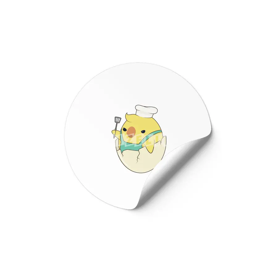 Chick as Cook with Chef's hat & Spatula Etiket