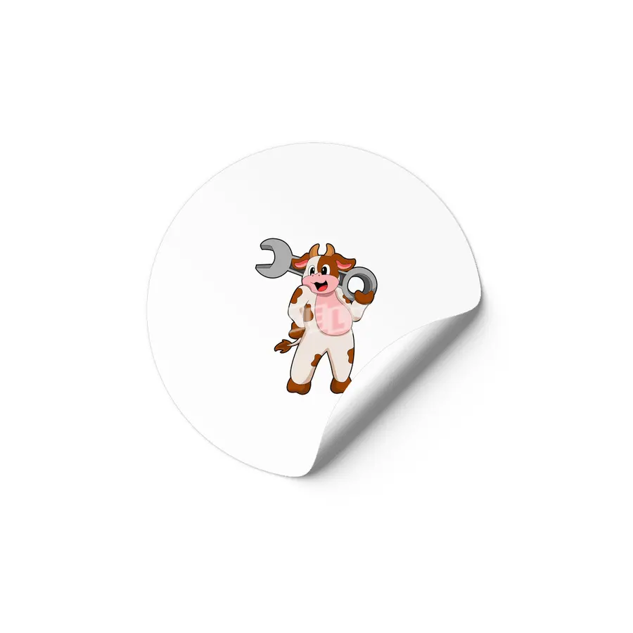 Cow as Mechanic with Wrench Etiket