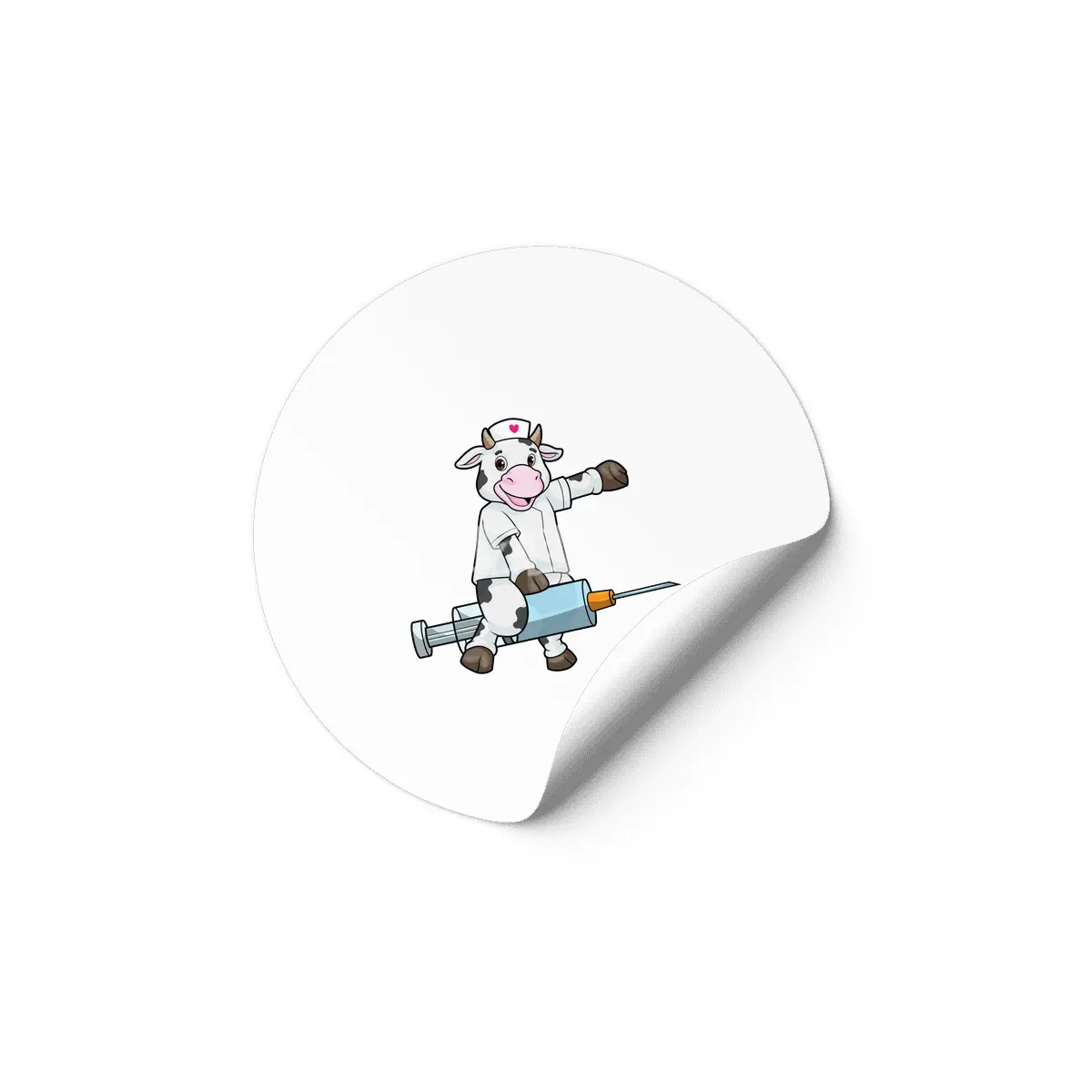Cow as Nurse with Heart & Syringe Etiket