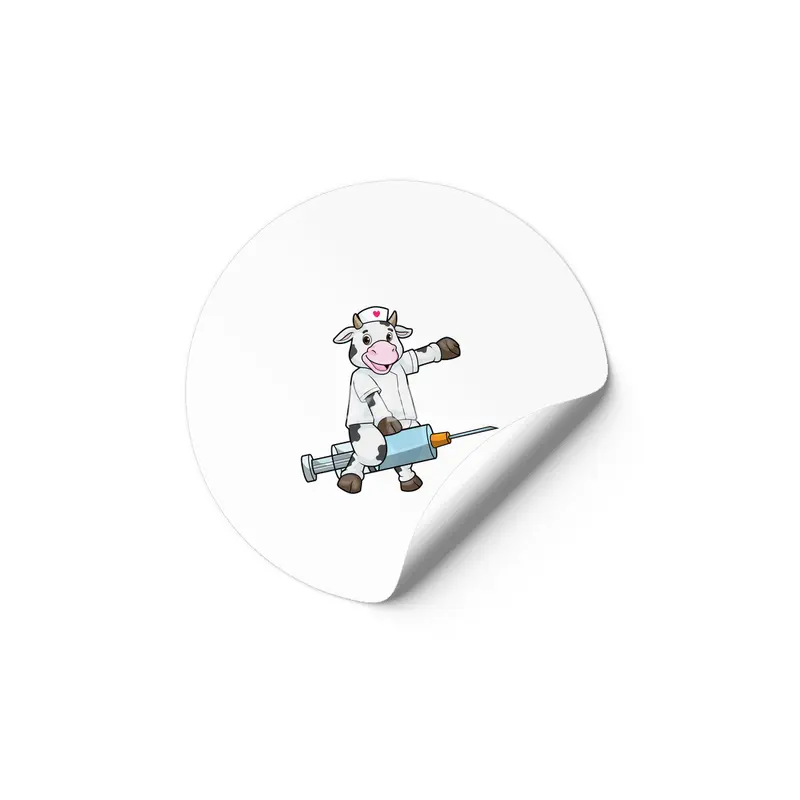 Cow as Nurse with Heart & Syringe Etiket