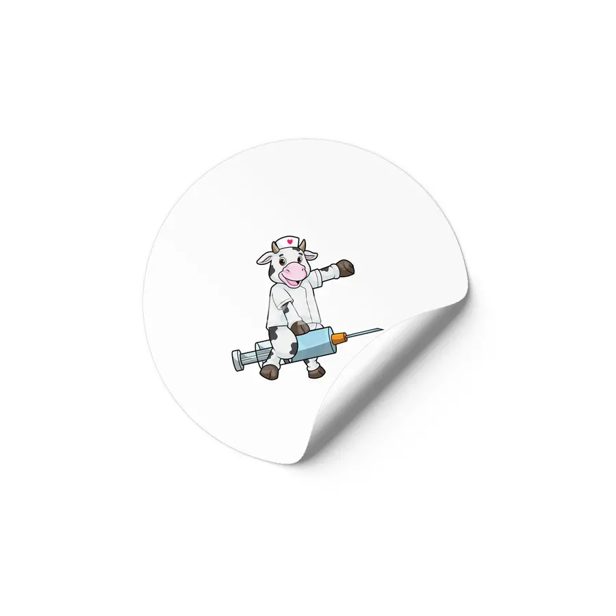 Cow as Nurse with Heart & Syringe Etiket