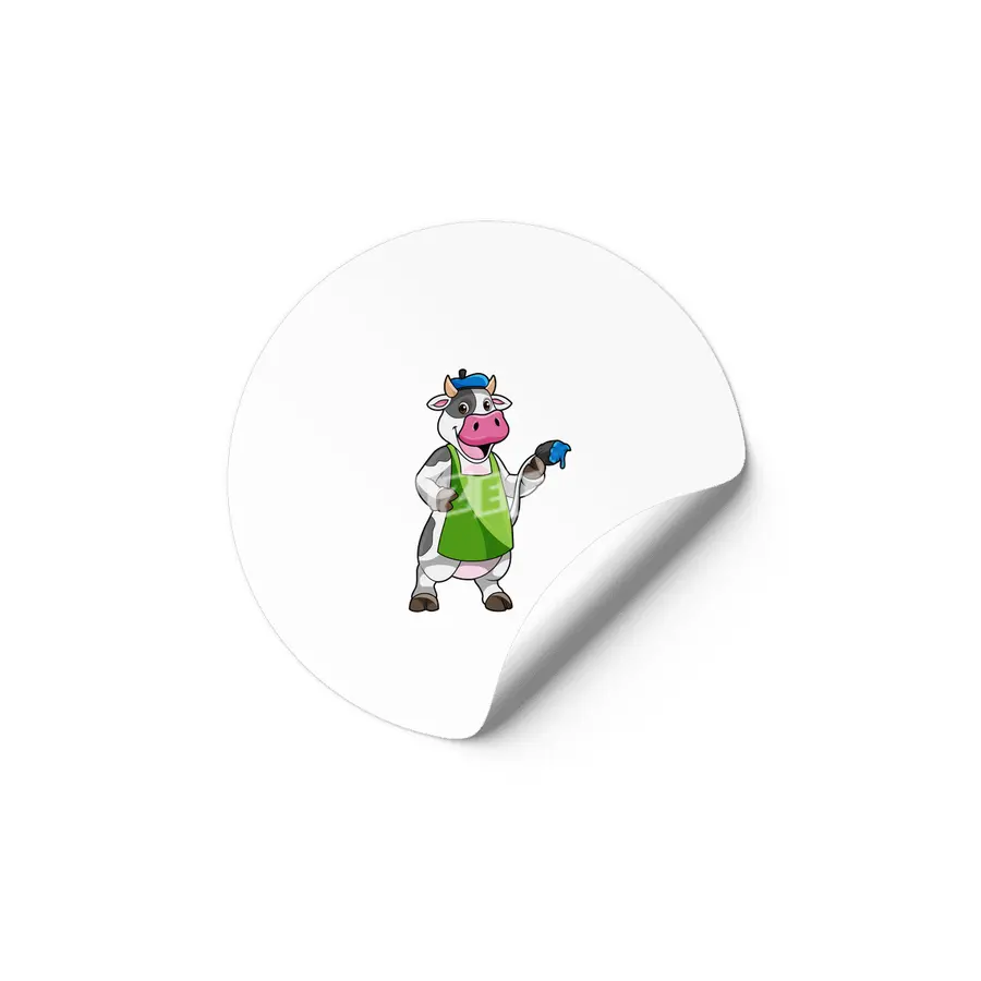 Cow as Painter with Paint & Apron Etiket