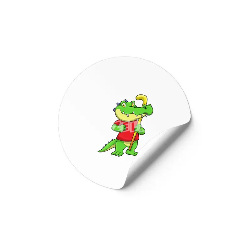 Crocodile at Field hockey with Hockey stick Etiket