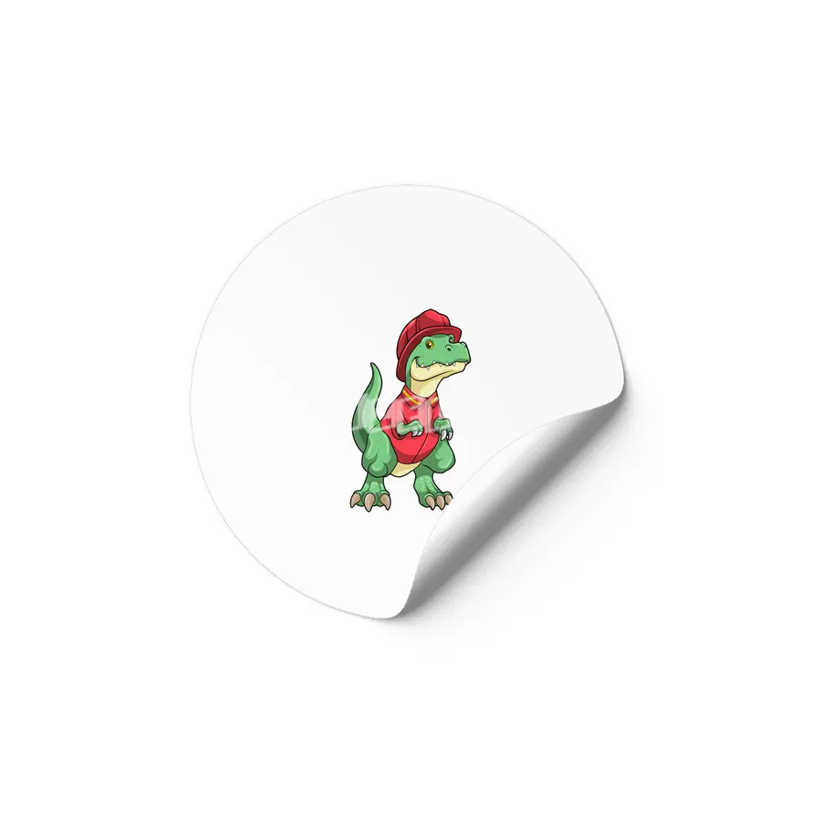 Dinosaur as Firefighter with Fire helmet Etiket