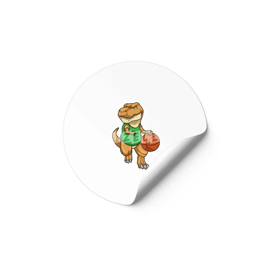 Dinosaur at Sports with Basketball Etiket