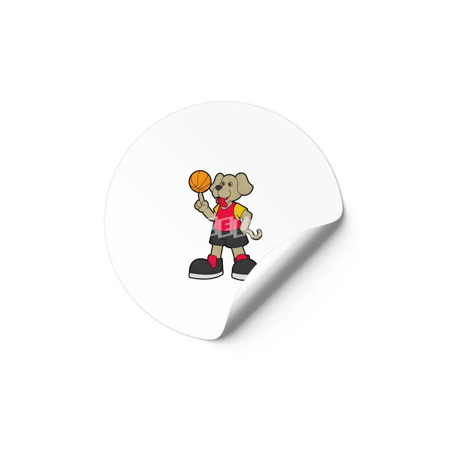 Dog as Basketball player with Basketball Etiket