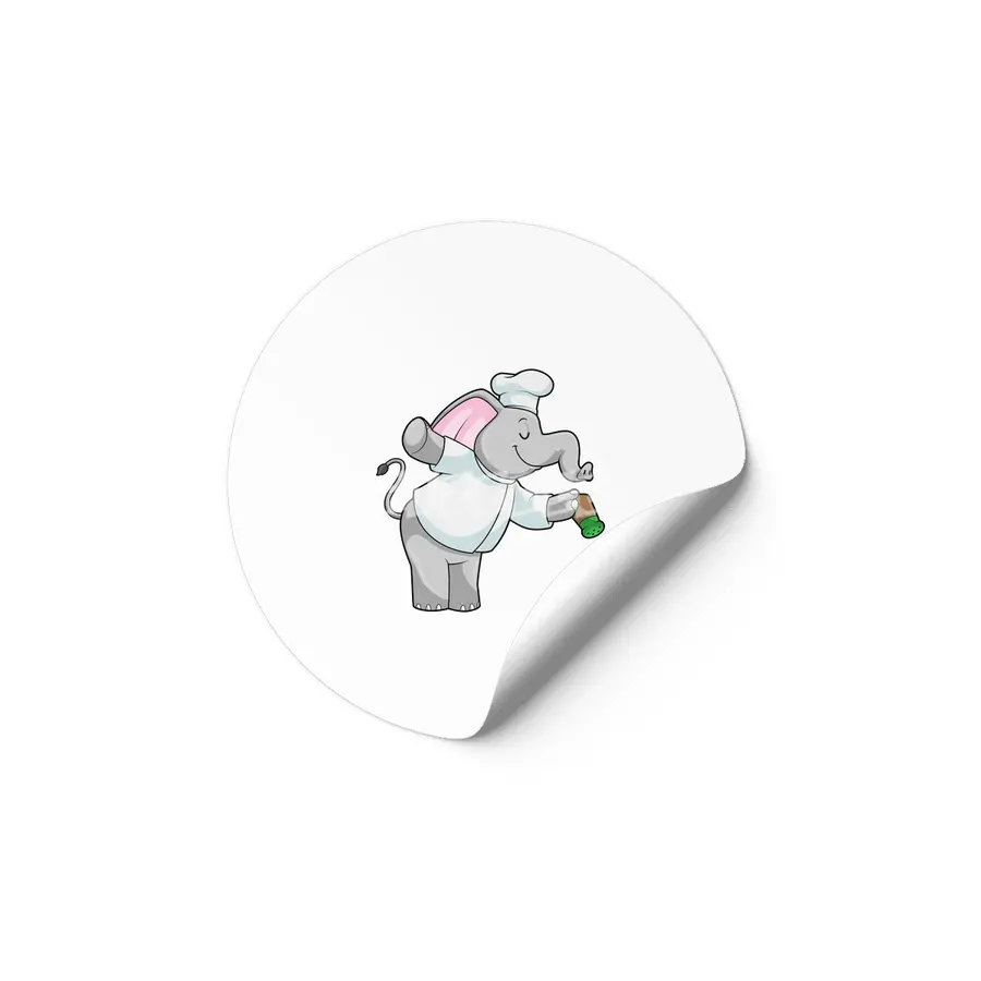 Elephant as Chef with Salt shaker Etiket