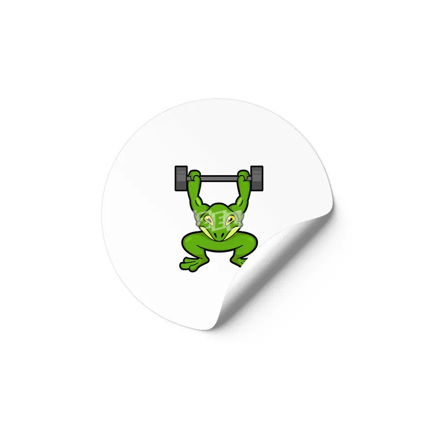 Frog at Bodybuilding with Barbell Etiket