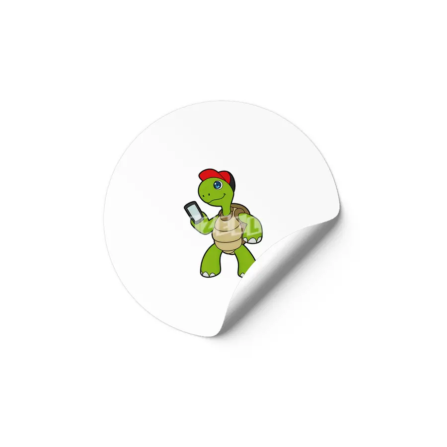 Turtle with Phone & Hat Etiket