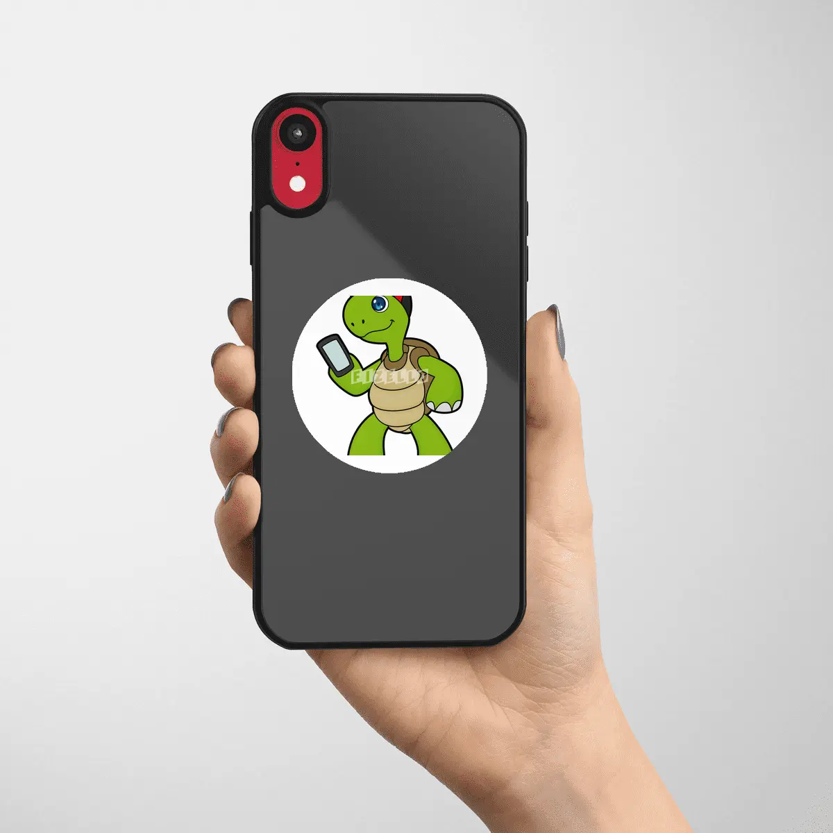 Turtle with Phone & Hat Etiket