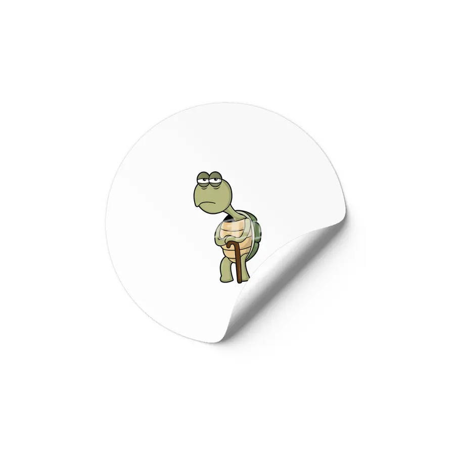 Turtle with Shell & Walking stick Etiket