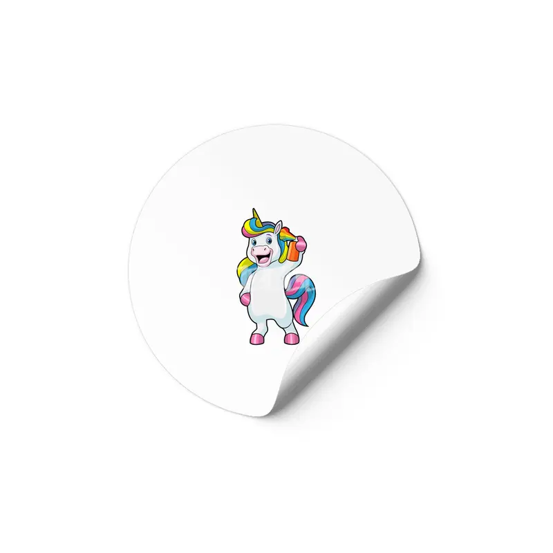 Unicorn as Hairdresser with Hairspray Etiket