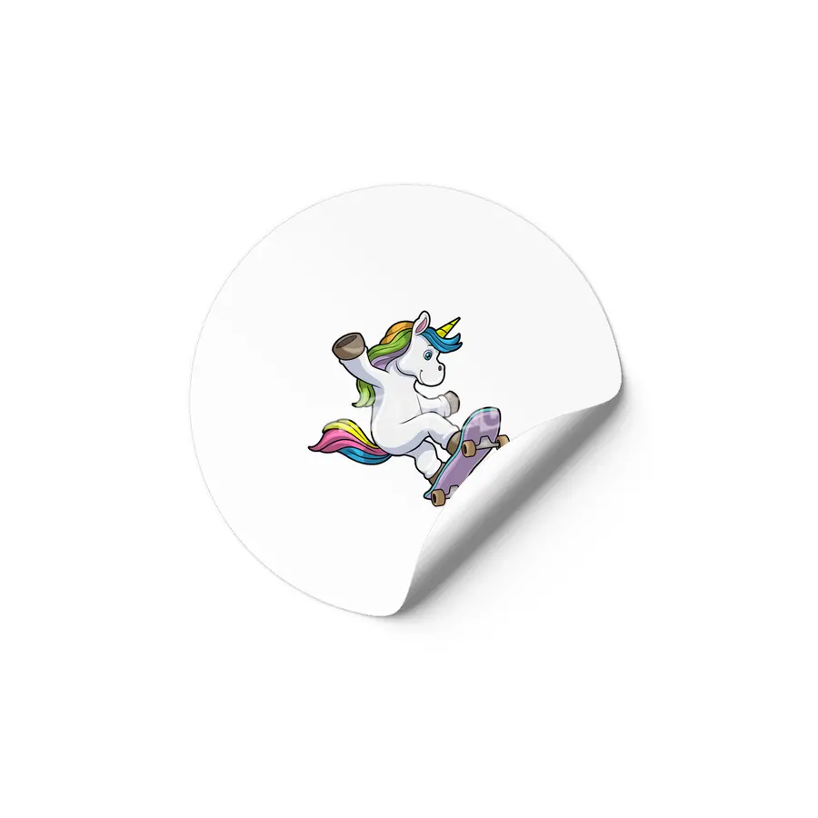 Unicorn as Skater with Skateboard Etiket