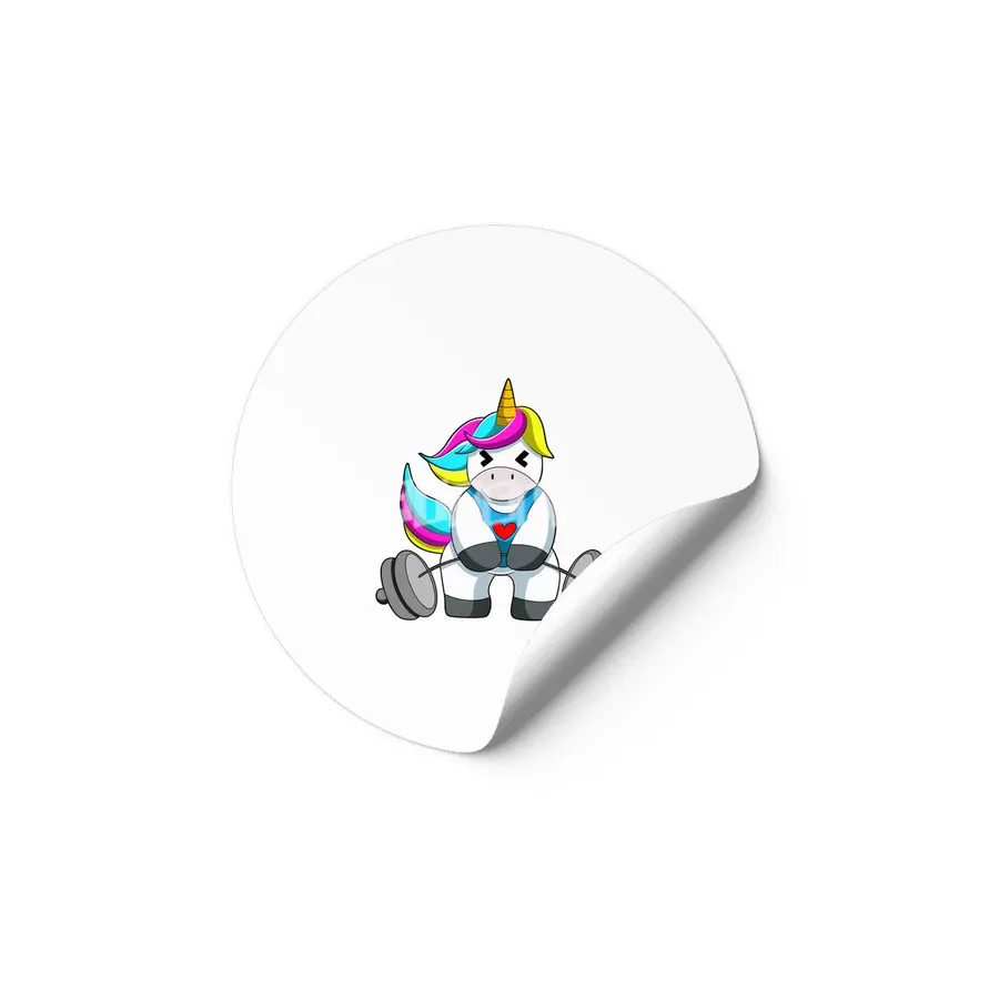 Unicorn at Strength training with Dumbbell Etiket