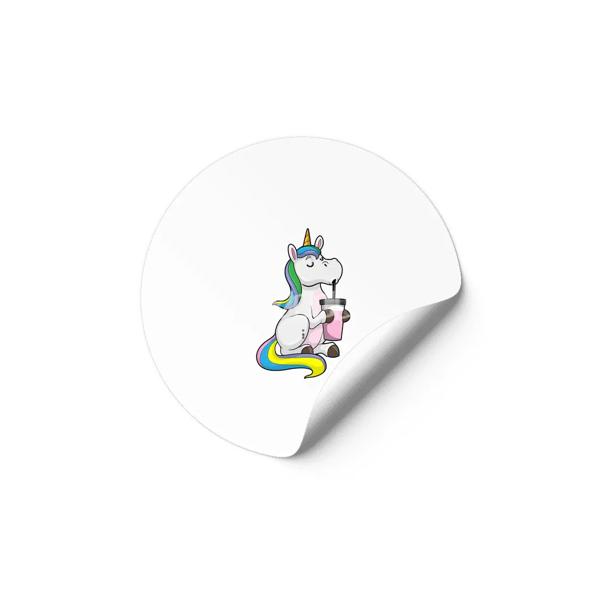 Unicorn with Bubble Tea Etiket