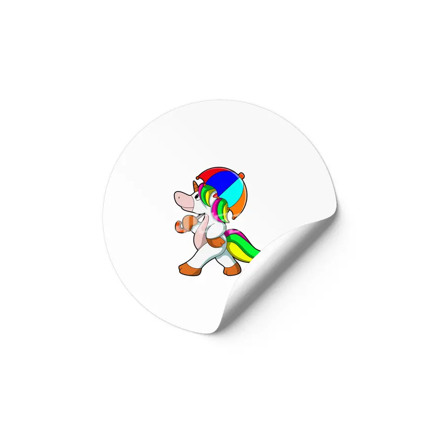 Unicorn with colorful Umbrella Etiket