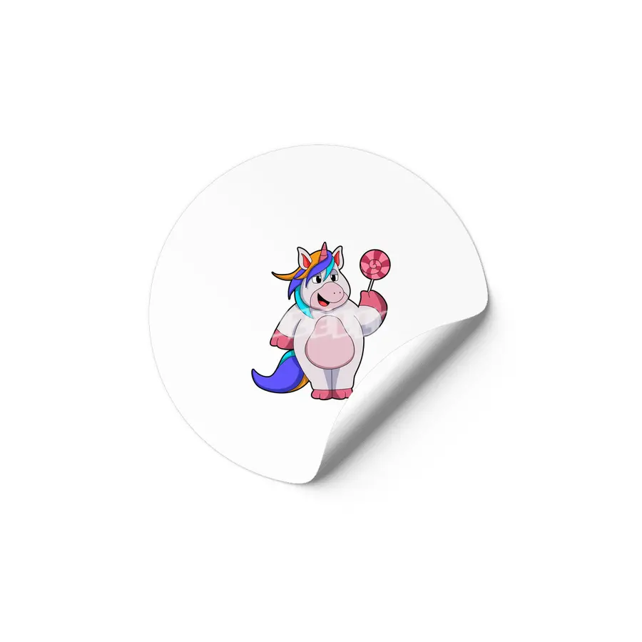 Unicorn with Lollipop Etiket