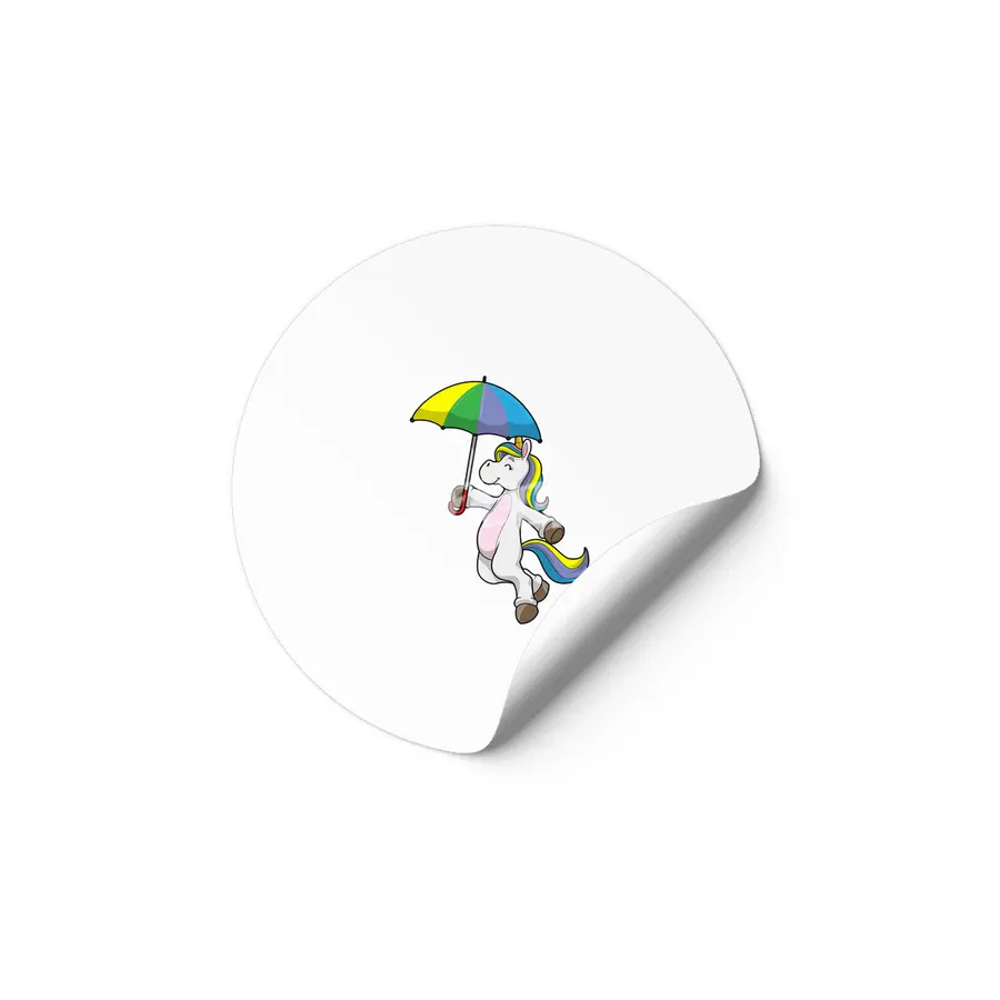 Unicorn with Umbrella Etiket
