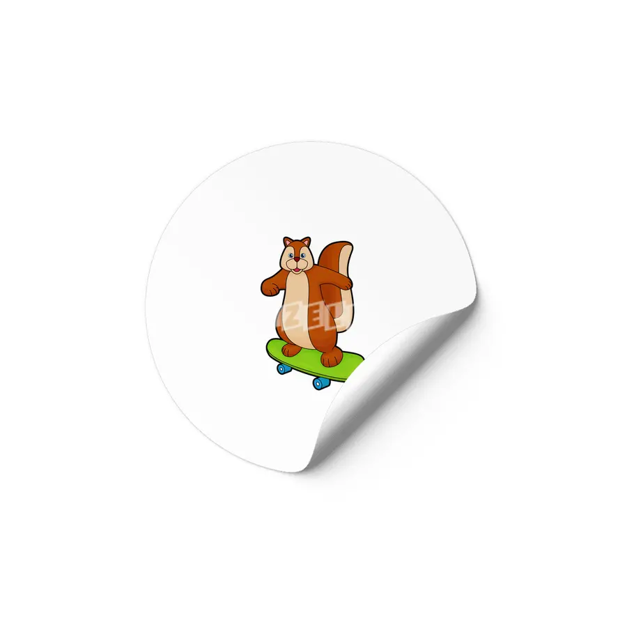 Squirrel as Skater with Skateboard Etiket