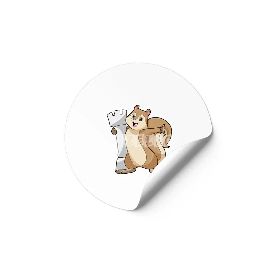 Squirrel at Chess with Chess piece King Etiket