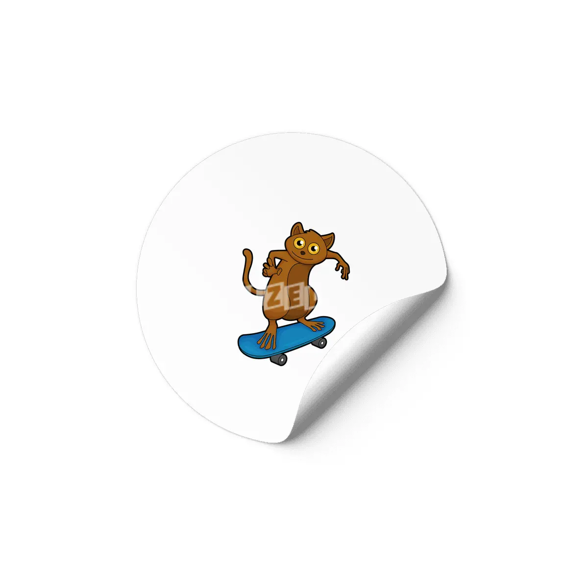 Tarsier as Skater with Skateboard Etiket