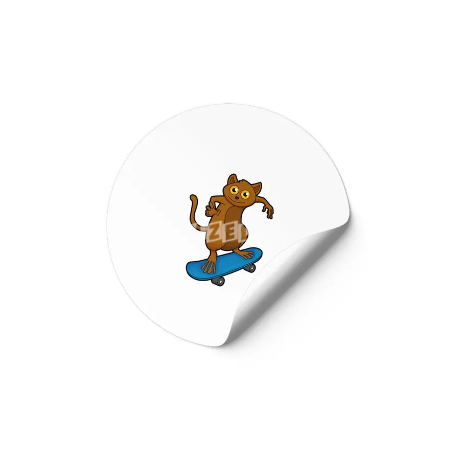 Tarsier as Skater with Skateboard Etiket