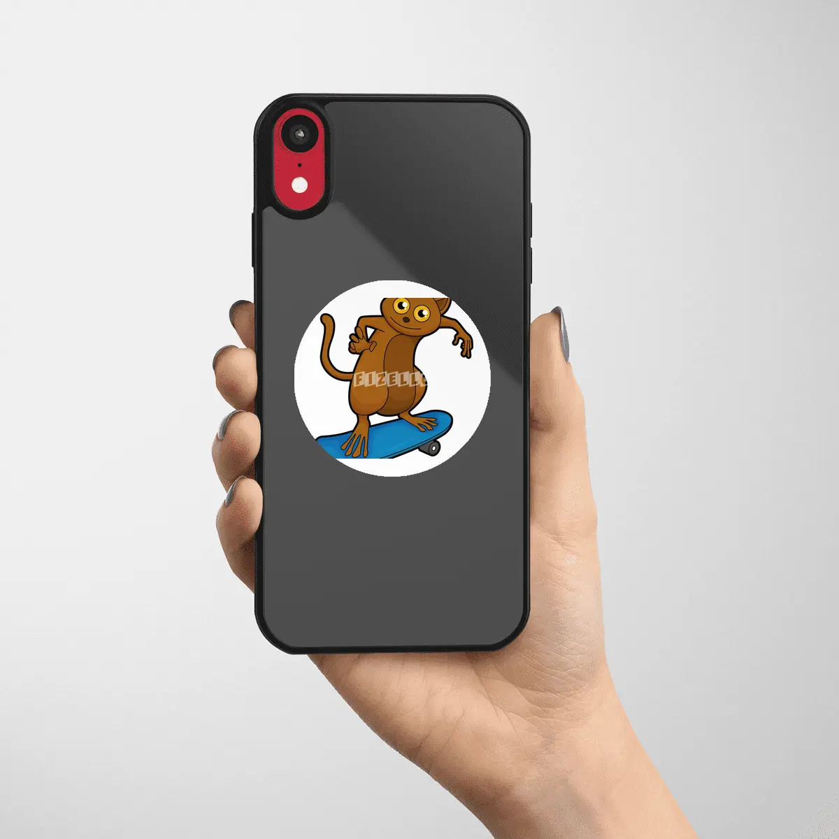 Tarsier as Skater with Skateboard Etiket