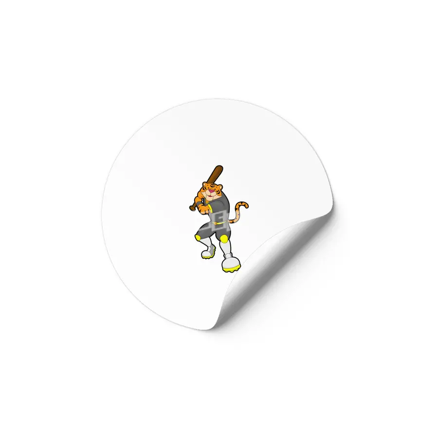Tiger as Baseball player with Baseball bat Etiket