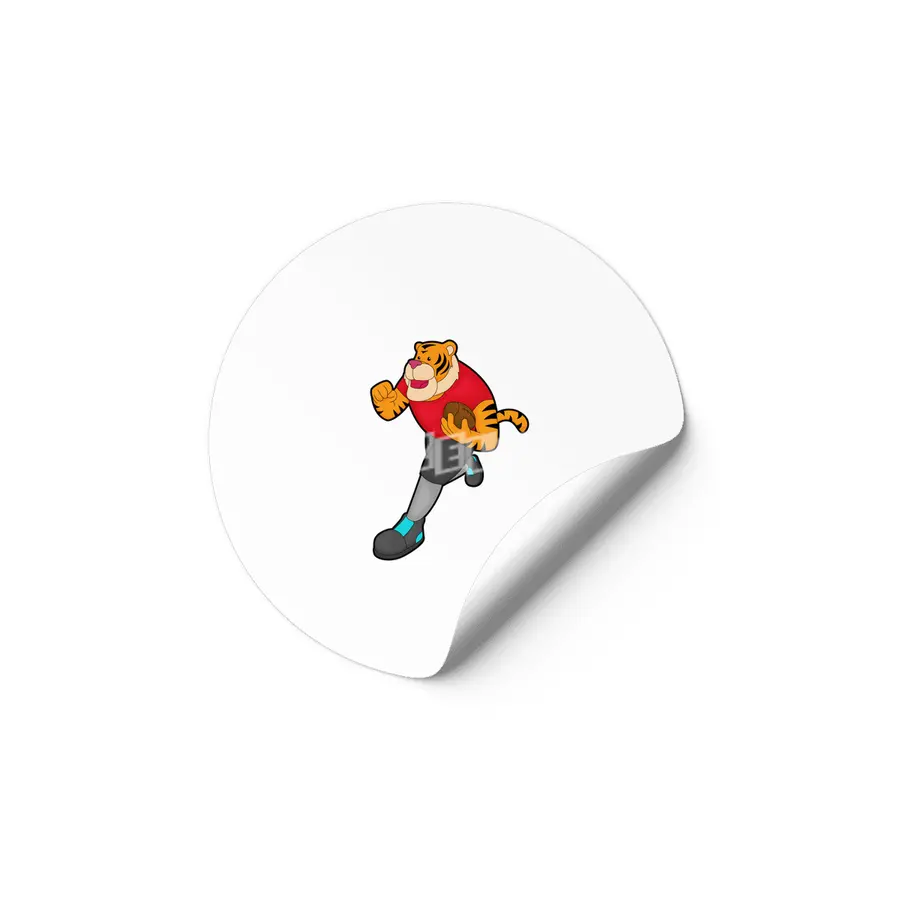 Tiger as Football player with Football Etiket