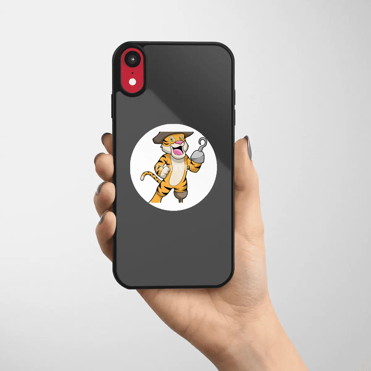 Tiger as Pirate with Wooden leg & Hooked hand Etiket