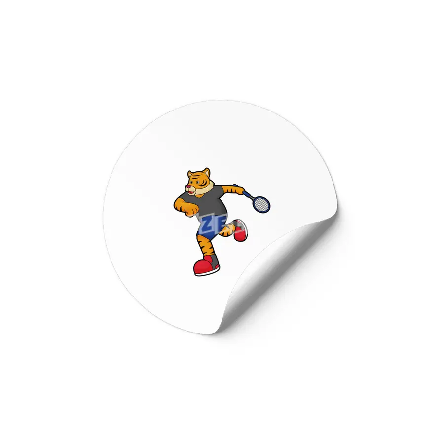 Tiger as Tennis player with Tennis racket Etiket