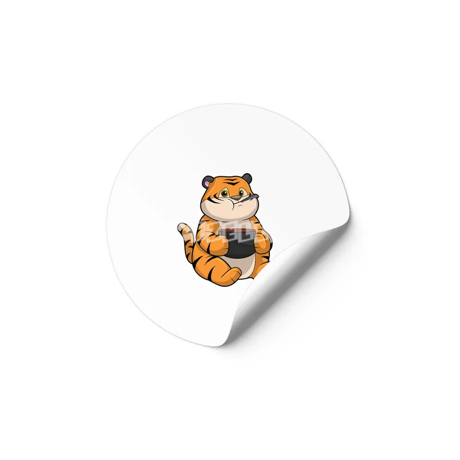 Tiger at Eating with Bowl Etiket