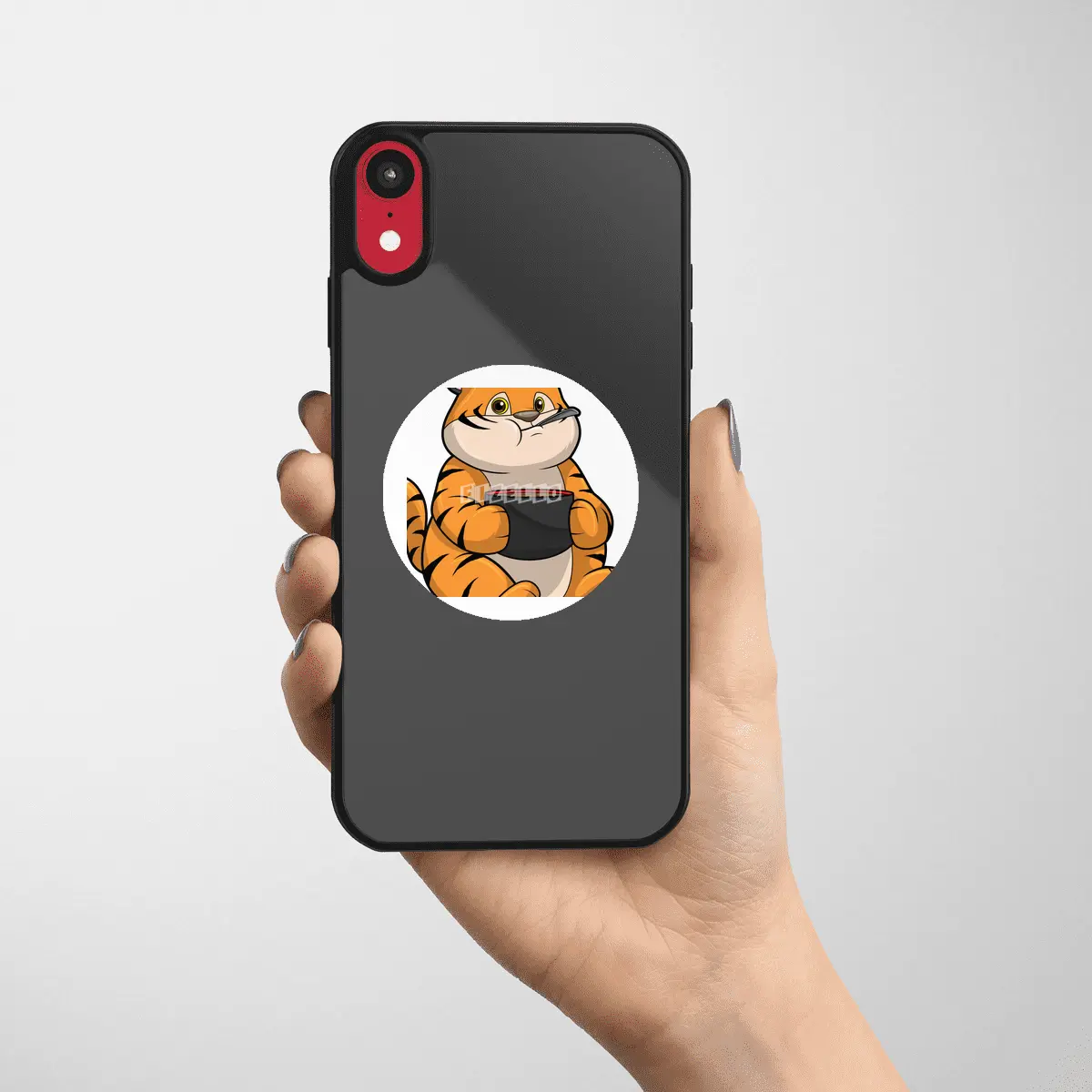 Tiger at Eating with Bowl Etiket