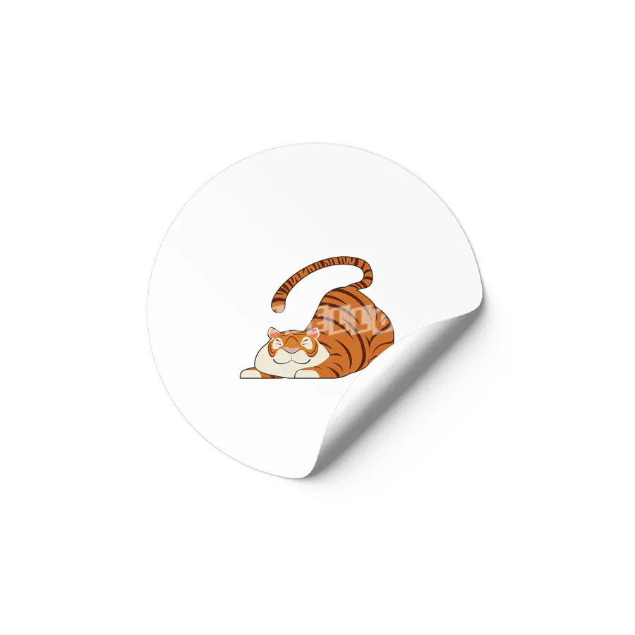 Tiger at Yoga Stretching Exercises Etiket
