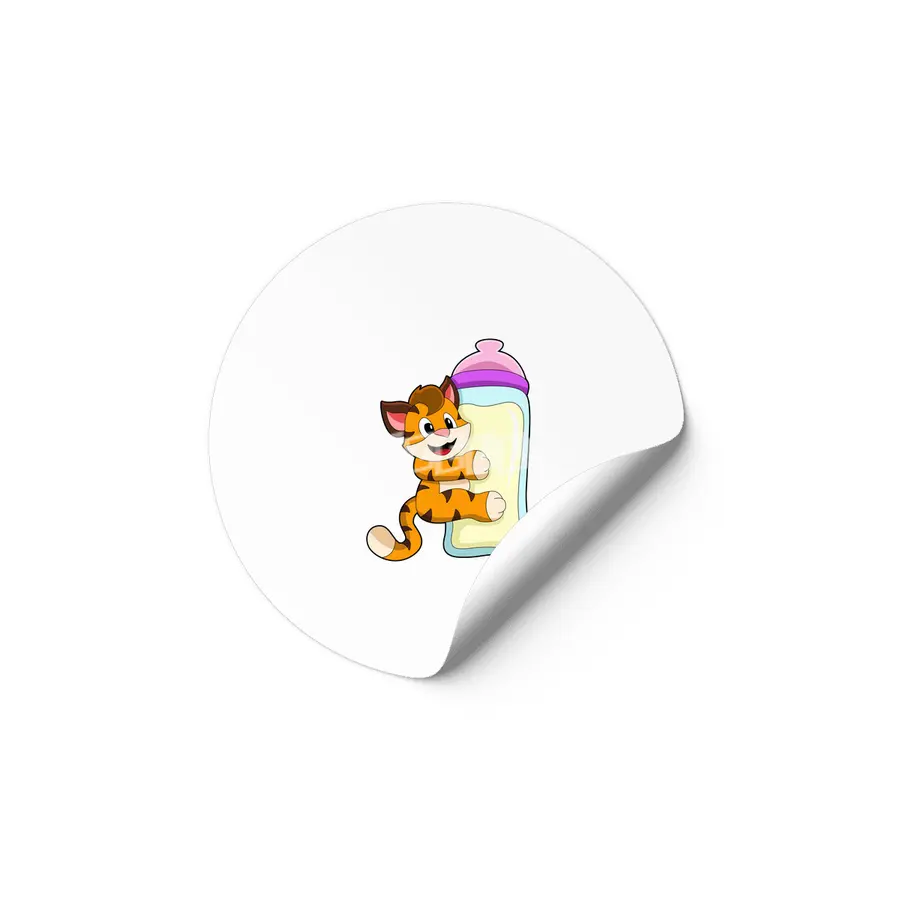 Tiger with Baby bottle of Milk Etiket