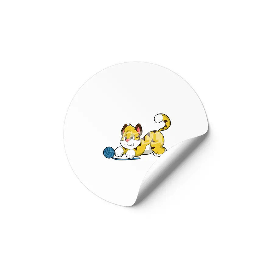 Tiger with Woll yarn ball Etiket