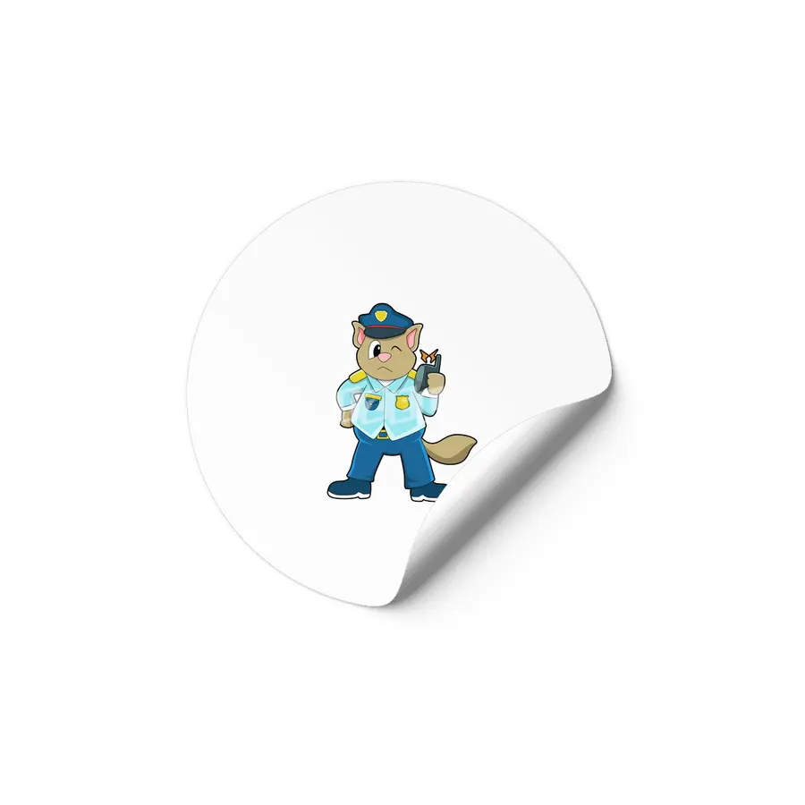 Tomcat as Police officer with Uniform & Microphone Etiket
