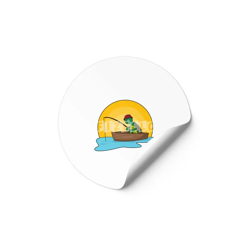 Turtle as Angler in Boat Etiket