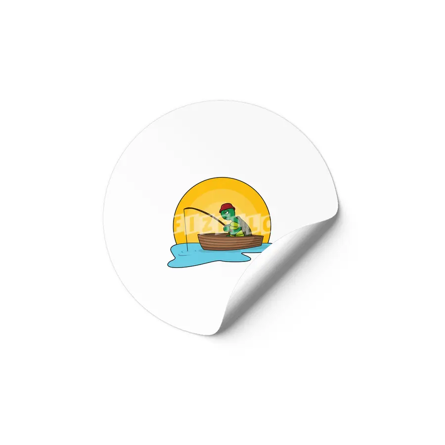 Turtle as Angler in Boat Etiket