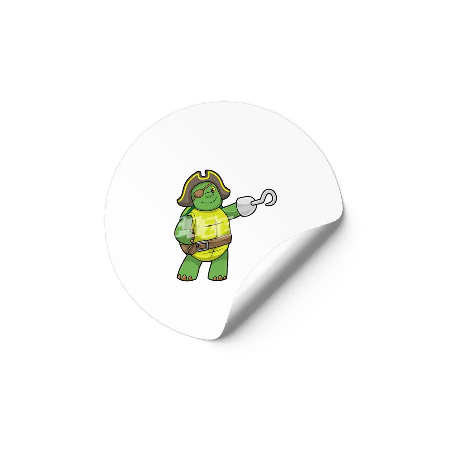 Turtle as Pirate with Hooked hand & Eye patch Etiket