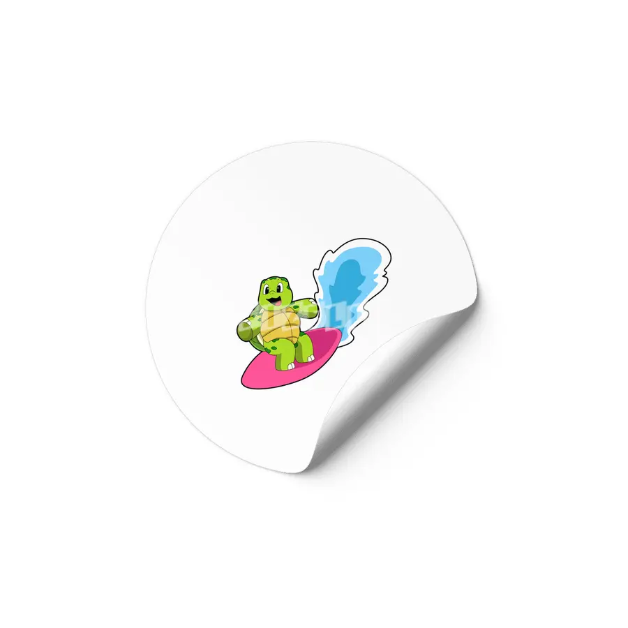 Turtle as Surfer with Surfboard Etiket
